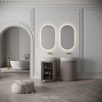 Rotunda Fluted Vanity Unit & Stone Basin 600mm Sabbia Grigio Oak